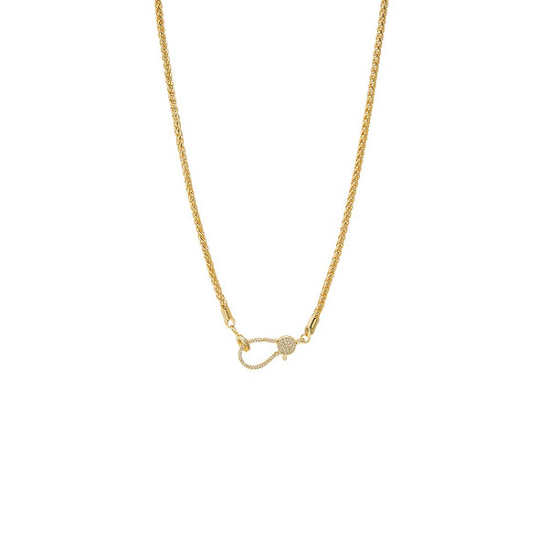 Pave Carabiner Clasp Spiga Chain Necklace – Adina Eden