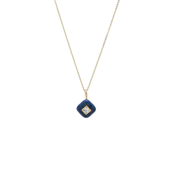 CZ Square Bezeled Natural Stone Pendant Necklace – Adina Eden