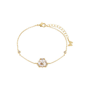 Gold Pave Fancy Stone Flower Bezel Bracelet - Adina Eden's Jewels