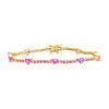 Gold Colored CZ Heart Accented Tennis Bracelet - Adina Eden's Jewels