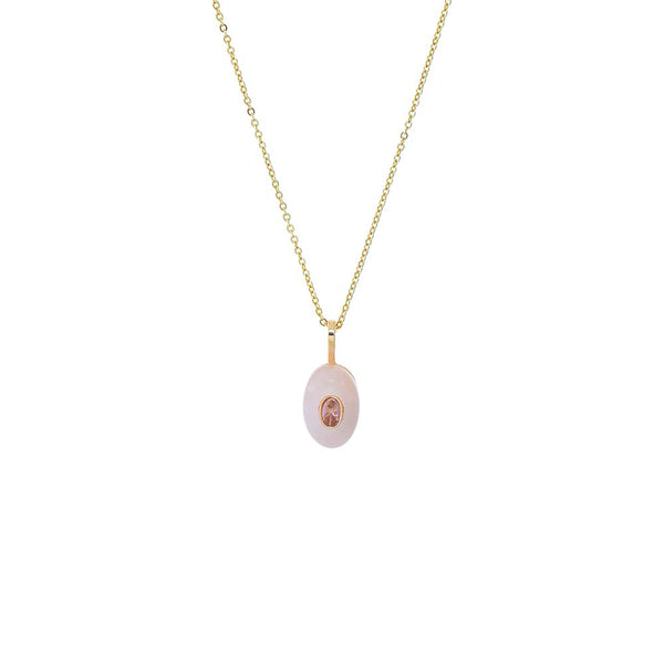 Pink Stone Oval Charm Necklace – Adina Eden