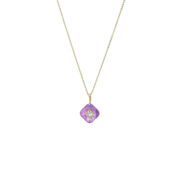 CZ Square Bezeled Natural Stone Pendant Necklace – Adina Eden