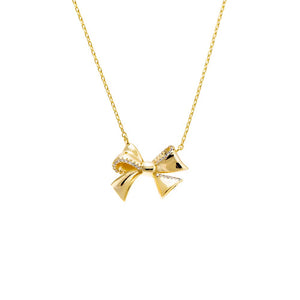  Pave Outlined Bow Tie Pendant Necklace - Adina Eden's Jewels