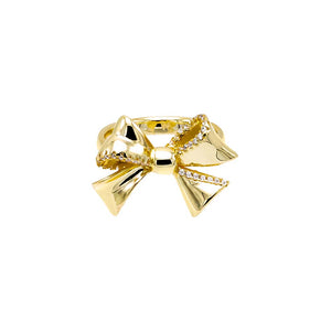 Pave Outlined Bow Tie Ring