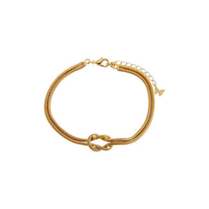 Gold Double Snake Chain Knotted Choker Bracelet - Adina Eden's Jewels