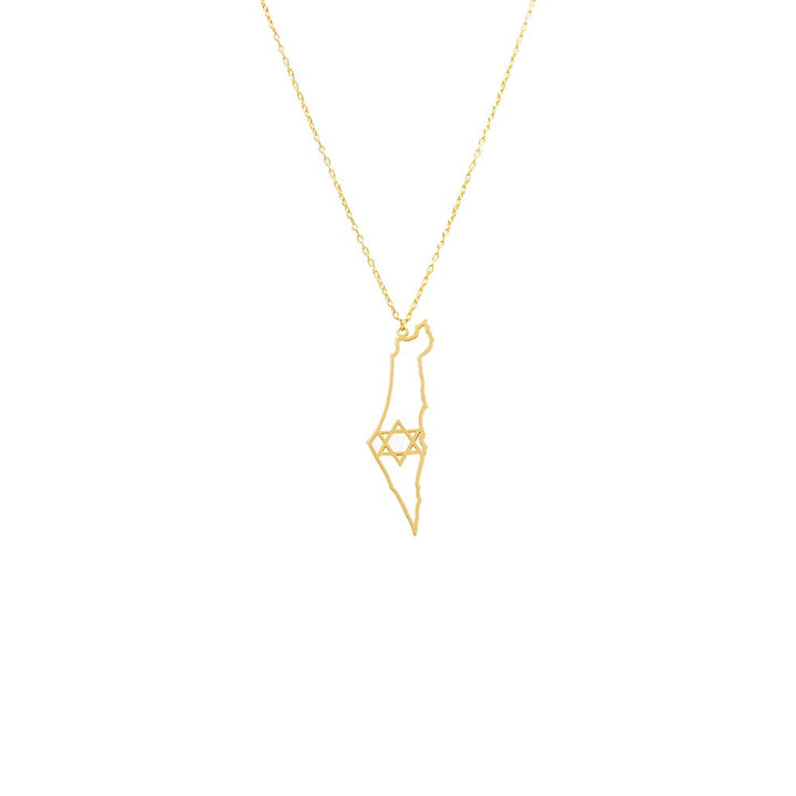 Gold Cutout Star Of David Map Of Israel Necklace - Adina Eden's Jewels