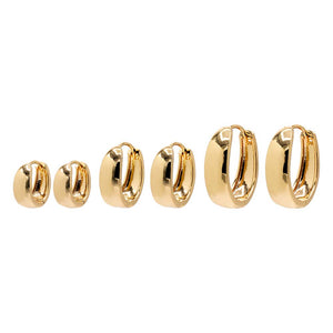 Gold Solid Wide Graduated Huggie Earring Combo Set - Adina Eden's Jewels