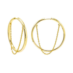 Gold Dangling Chain Hoop Earring - Adina Eden's Jewels