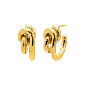 Gold Solid Knot Looped Hoop Earring - Adina Eden's Jewels