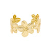Gold Ridged Flowers Cuff Bangle Bracelet - Adina Eden's Jewels