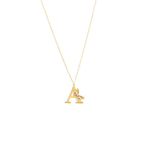 Gold Solid Initial With Butterfly Cut Out Necklace - Adina Eden's Jewels