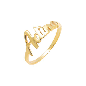 Gold / 5 Solid Script Name Ring - Adina Eden's Jewels