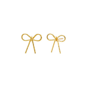 Gold Thin Rope Bow Tie Stud Earring - Adina Eden's Jewels