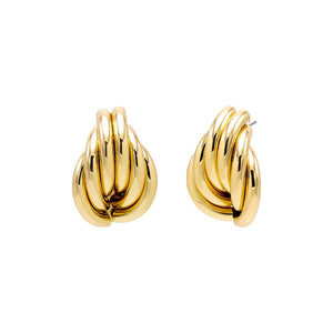Gold Solid Lined On The Ear Stud Earring - Adina Eden's Jewels