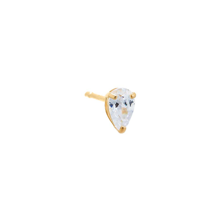 14K Gold / Single CZ Pear Shape Stud Earring 14K - Adina Eden's Jewels