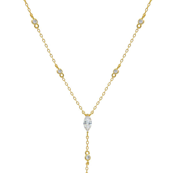 Marquise Drop CZ Lariat Necklace – Adina Eden