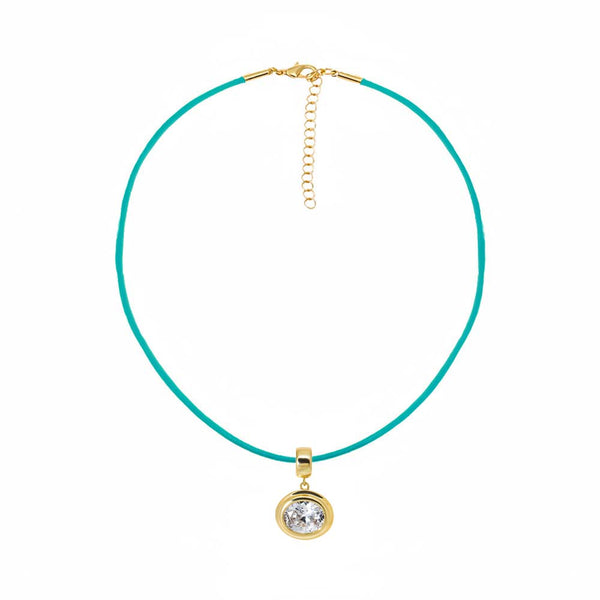 thumbnail image 2 of Natural Assorted Stones Oval Pendant Leather Rope Necklace - 18 Inch - GEM-inside 2 of 6