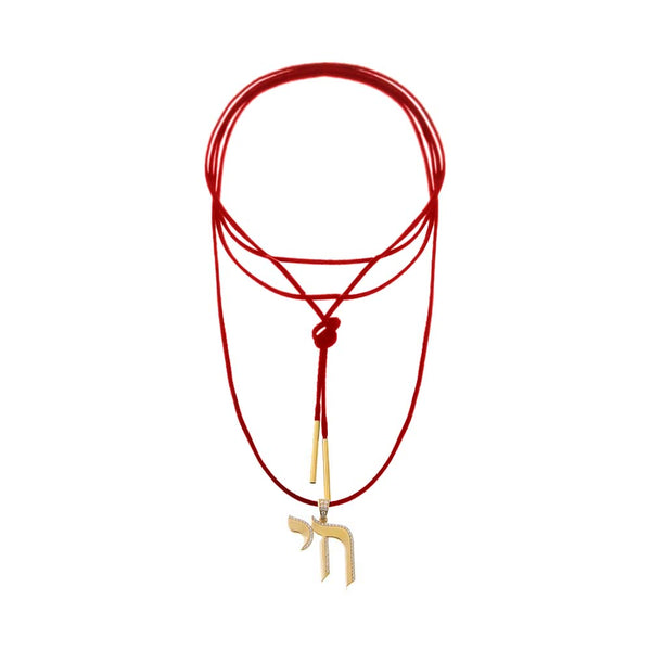 CZ Pave Shape Chai Suede Long Wrap Rope Pendant Necklace – Adina Eden