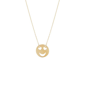 14K Gold Kids Heart Eye Smiley Cutout Necklace 14K - Adina Eden's Jewels