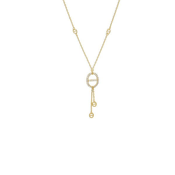 Pave Mariner Charm Pendant Lariat Necklace – Adina Eden