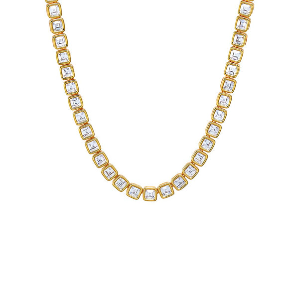 CZ Princess Cut Bezel Tennis Necklace – Adina Eden
