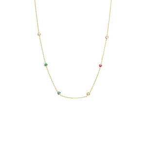 Multi Color Colored CZ Multi Heart Chain Necklace - Adina Eden's Jewels