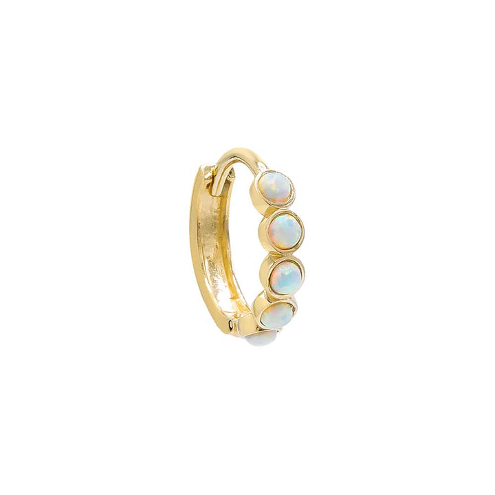 14K Gold / Single Opal Bezel Huggie Earring 14K - Adina Eden's Jewels