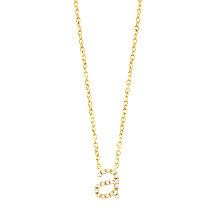 Diamond Lowercase Initial Necklace 14K - Adina Eden's Jewels