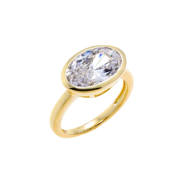 CZ Oval Bezel Pinky Ring – Adina Eden