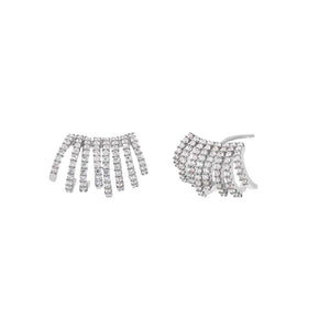 Silver Pave Multi Row Stud Earring - Adina Eden's Jewels