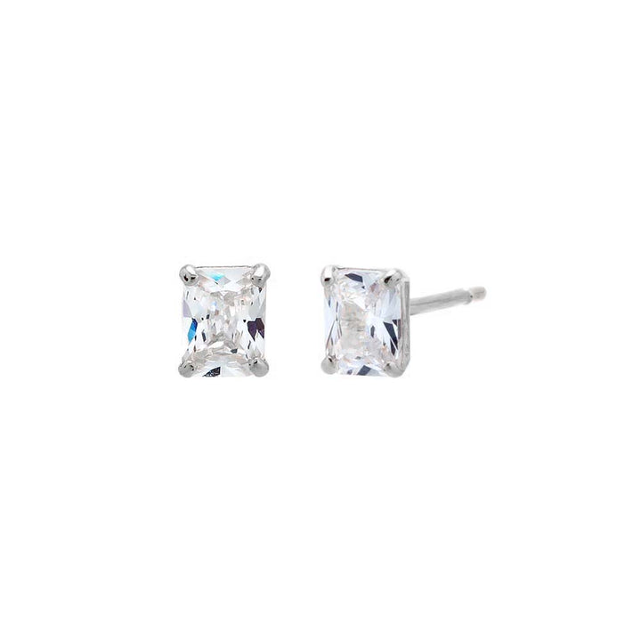 14K White Gold / Pair CZ Baguette Shape Stud Earring 14K - Adina Eden's Jewels
