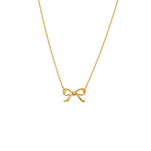 Gold Solid Bow Tie Necklace - Adina Eden's Jewels
