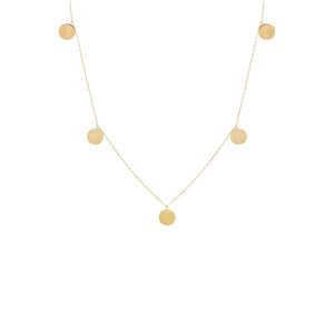 14K Gold Solid Dangling Discs Necklace 14K - Adina Eden's Jewels