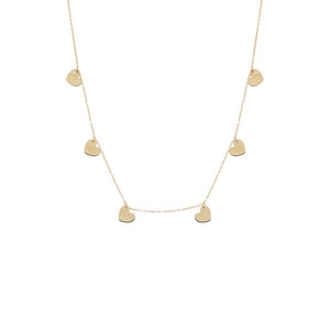 14K Gold Kids Solid Dangling Hearts Necklace 14K - Adina Eden's Jewels