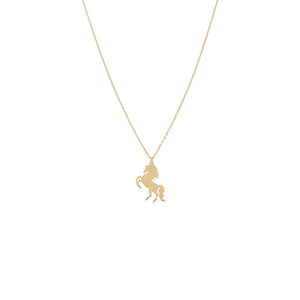 14K Gold Solid Horse Pendant Necklace 14K - Adina Eden's Jewels