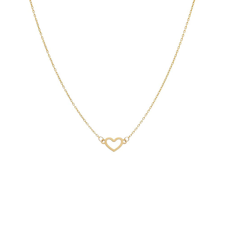 14K Gold Solid Mini Open Heart Choker Necklace 14K - Adina Eden's Jewels