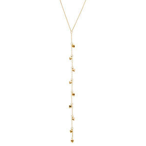 14K Gold Solid Puffy Hearts Lariat Necklace 14K - Adina Eden's Jewels