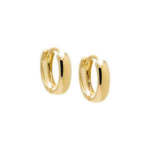 14K Gold / Pair Solid Rounded Wide Huggie Earring 14K - Adina Eden's Jewels