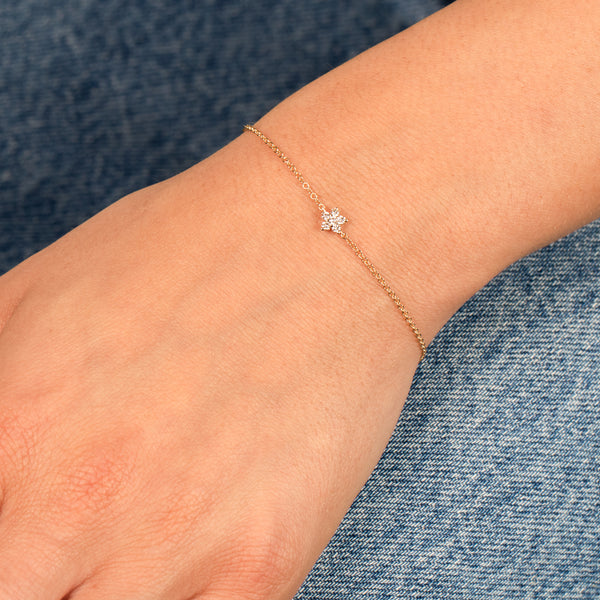 Diamond Tiny Flower Bracelet 14K | Adina Eden Jewels