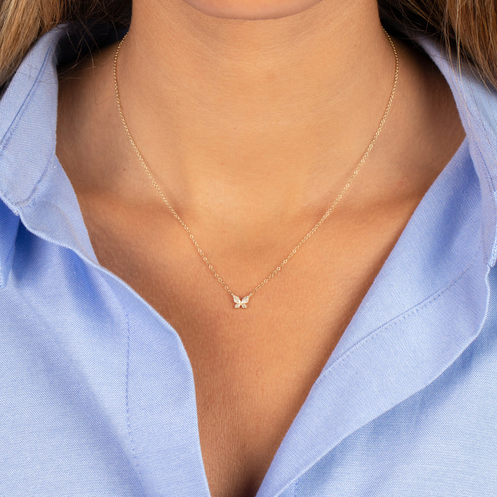  Diamond Butterfly Necklace 14K - Adina Eden's Jewels