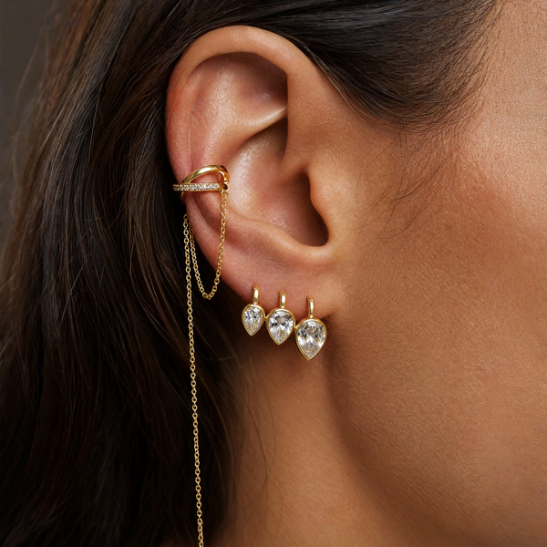 Faceted Teardrop Huggie Earring – Adina Eden