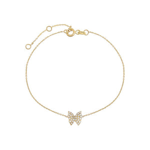 14K Gold CZ Pavé Butterfly Bracelet 14K - Adina Eden's Jewels