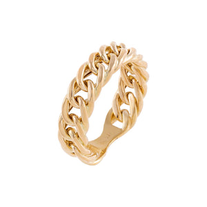14K Gold / 8 Chunky Cuban Chain Ring 14K - Adina Eden's Jewels