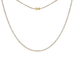 14K Gold / 14IN Diamond 4 Prong Tennis Necklace 14K - Adina Eden's Jewels