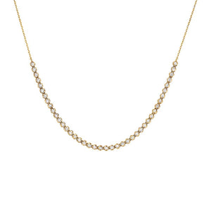 14K Gold Diamond Thin Half Tennis Necklace 14K - Adina Eden's Jewels
