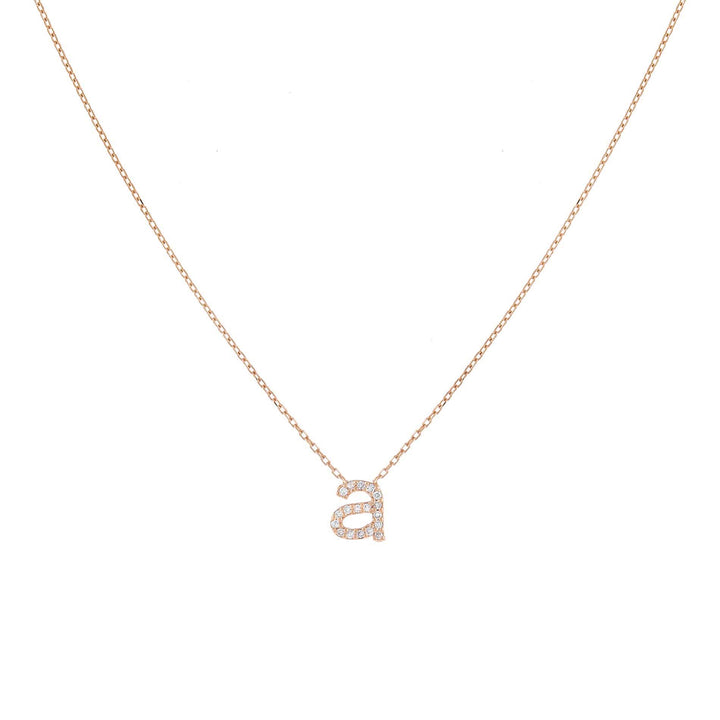 14K Rose Gold Diamond Lowercase Initial Necklace 14K - Adina Eden's Jewels