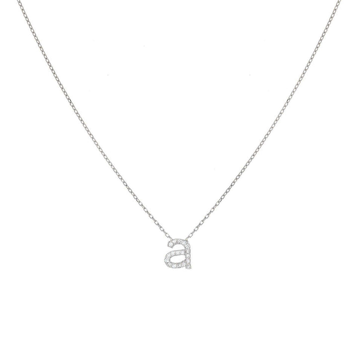 14K White Gold Diamond Lowercase Initial Necklace 14K - Adina Eden's Jewels