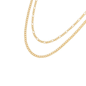 Gold The Cuban & Figaro Chain Necklace Combo Set - Adina Eden's Jewels