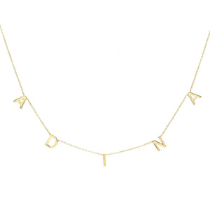 Gold Dangling Block Name Necklace - Adina Eden's Jewels