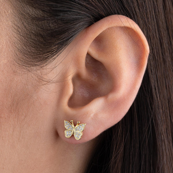 CZ Butterfly Stud Earring | Adina Eden Jewels